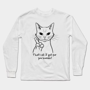 Funny Cat Angry Middle Finger Long Sleeve T-Shirt